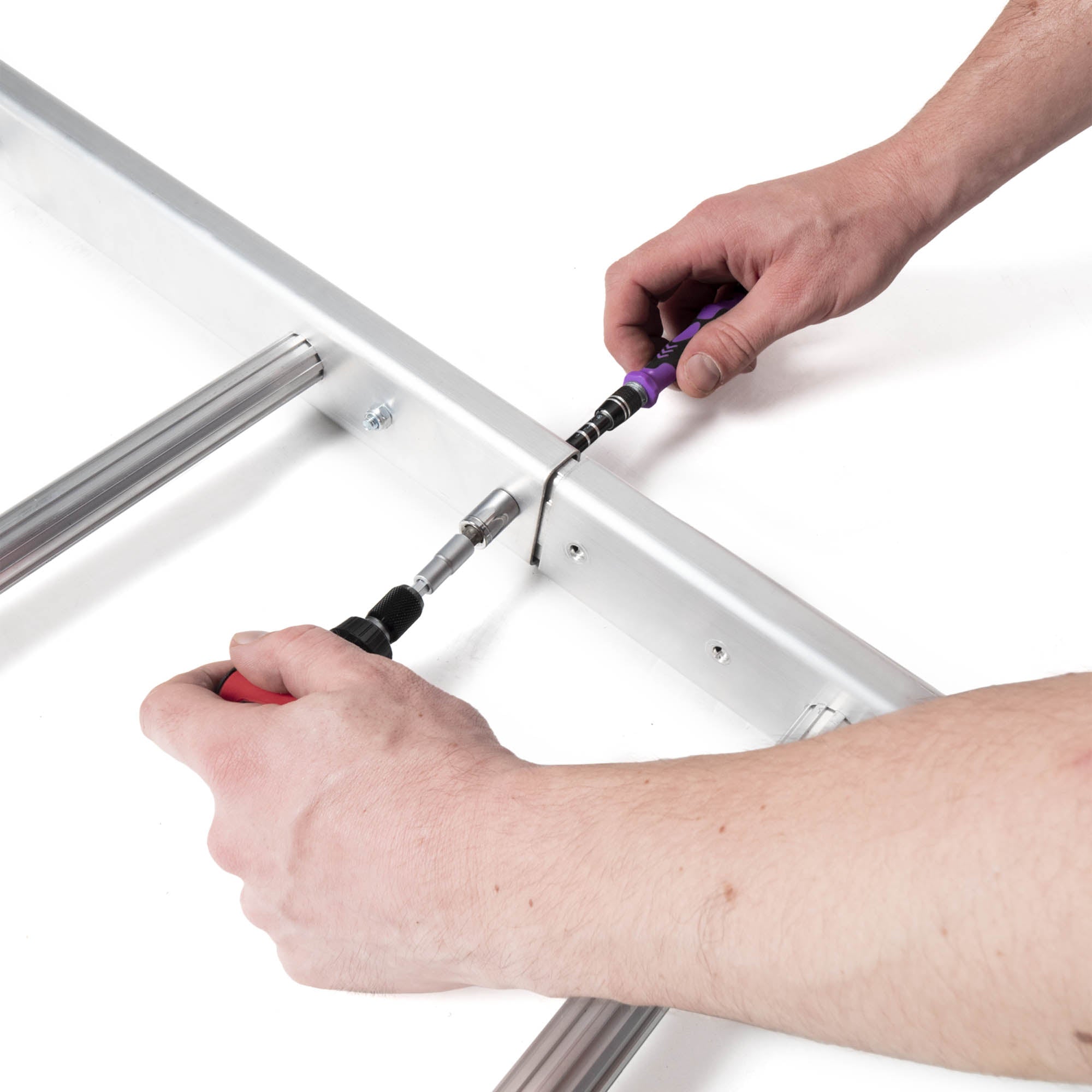 Fastening bolts connecting 2 part ladder