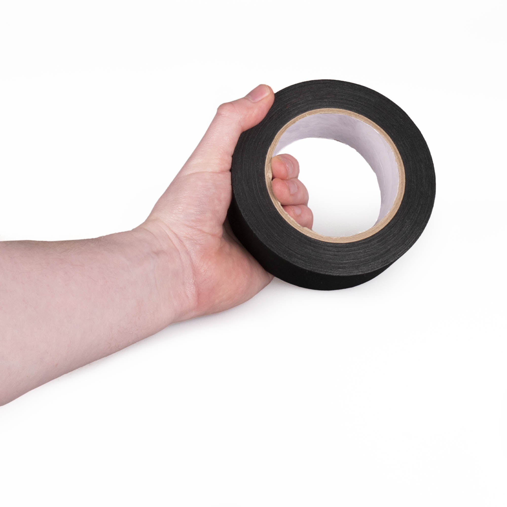Black tape in hand