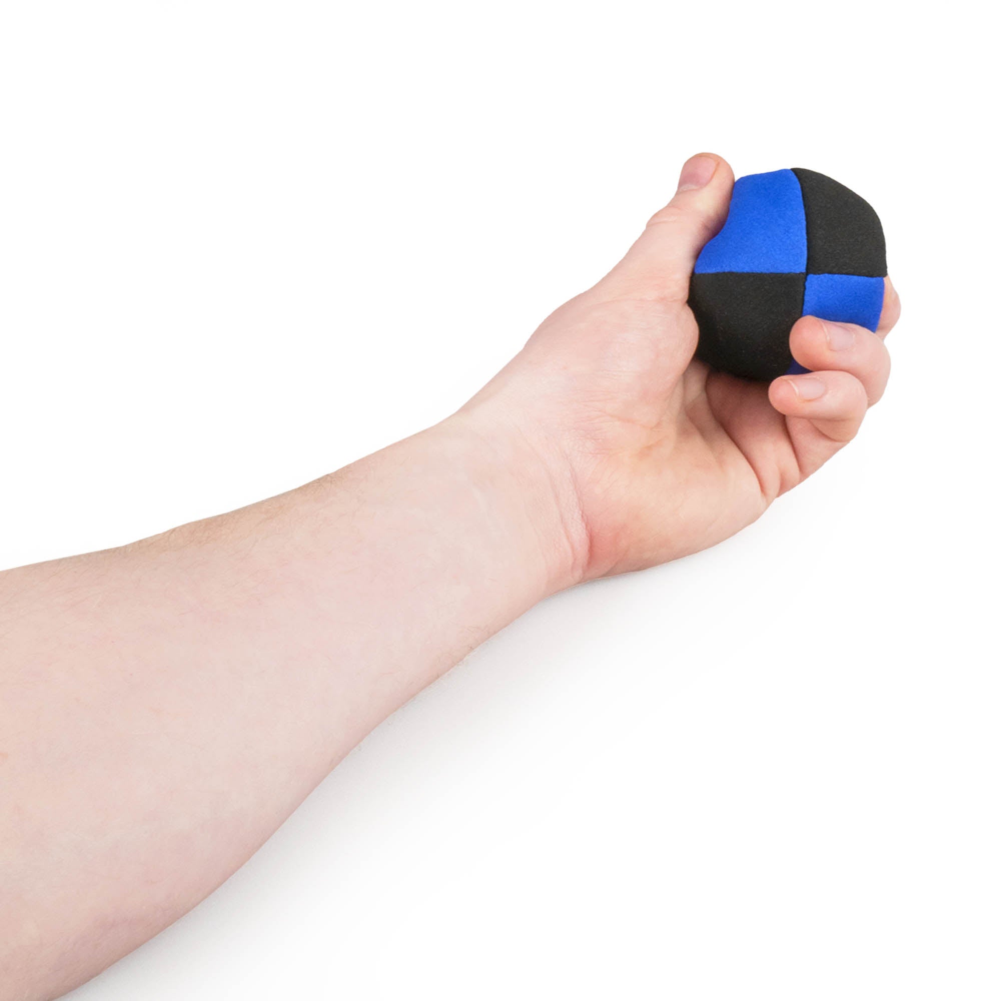 Blue and black single ball in hand