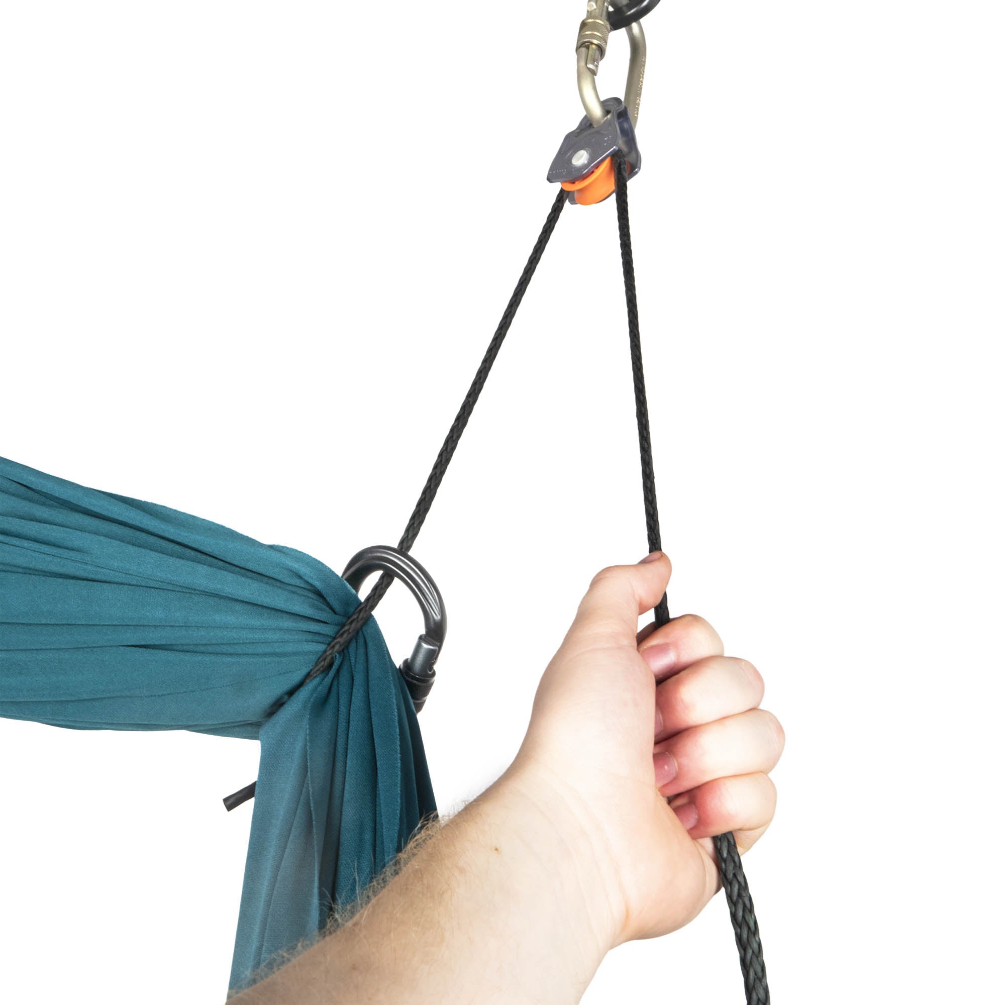 Petzl pulley oscillante rigged pulling silk