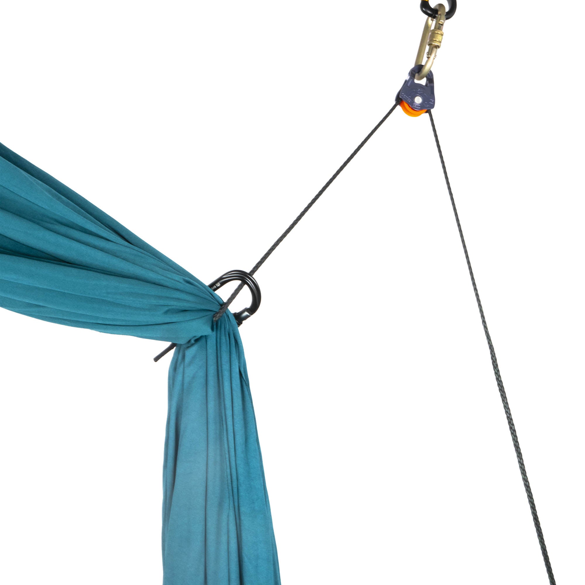 Petzl pulley oscillante rigged pulling silk