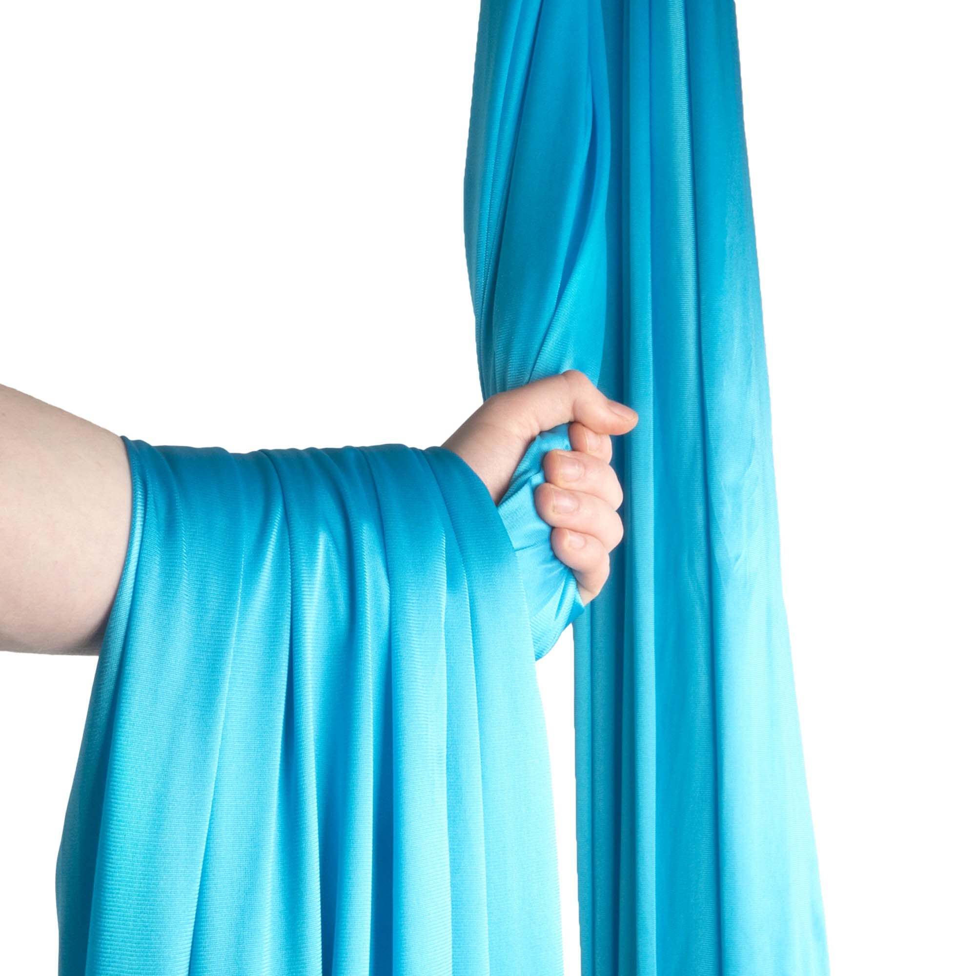 Turquoise silk wrapped around hand