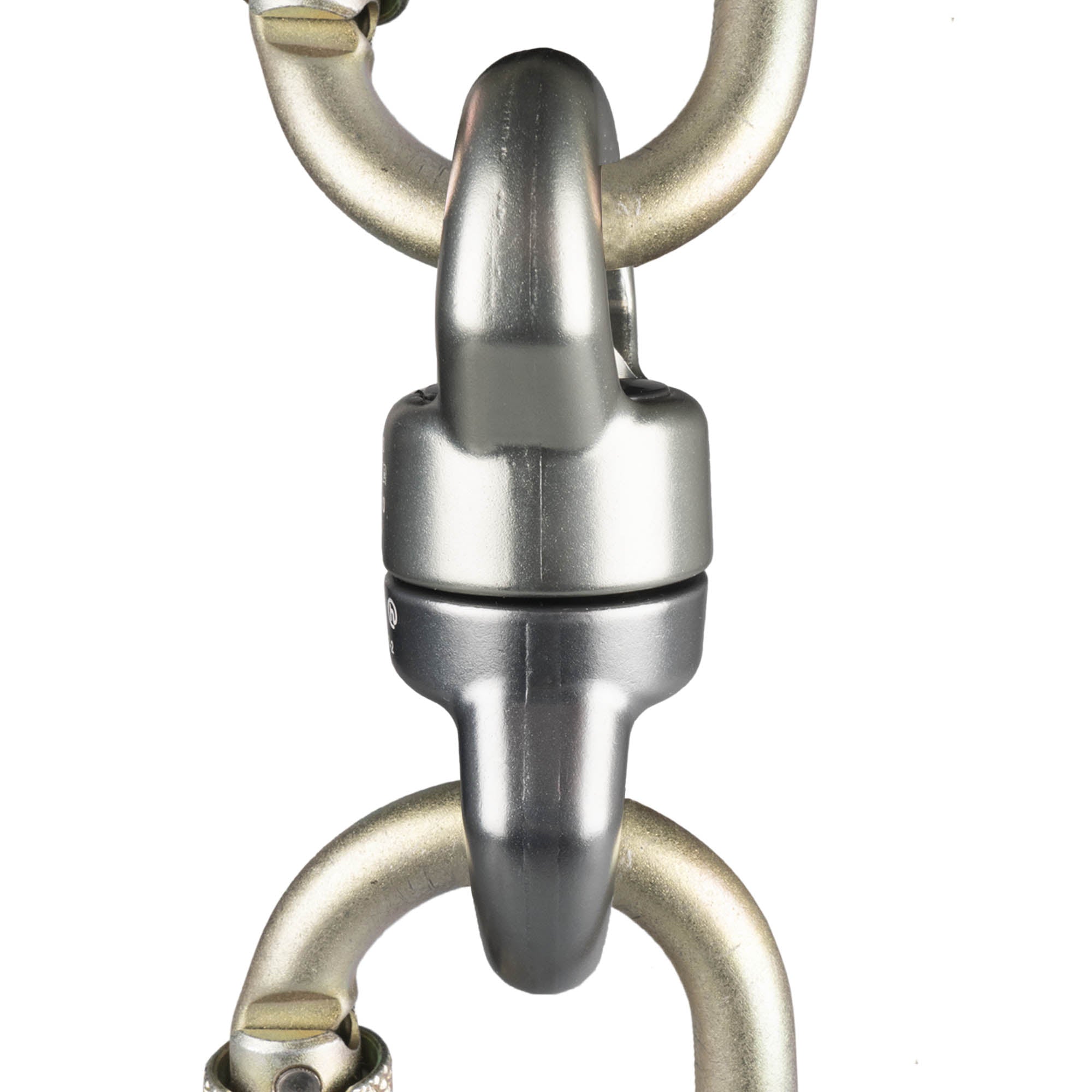 Prodigy SR-2 swivel connected to two carabiners