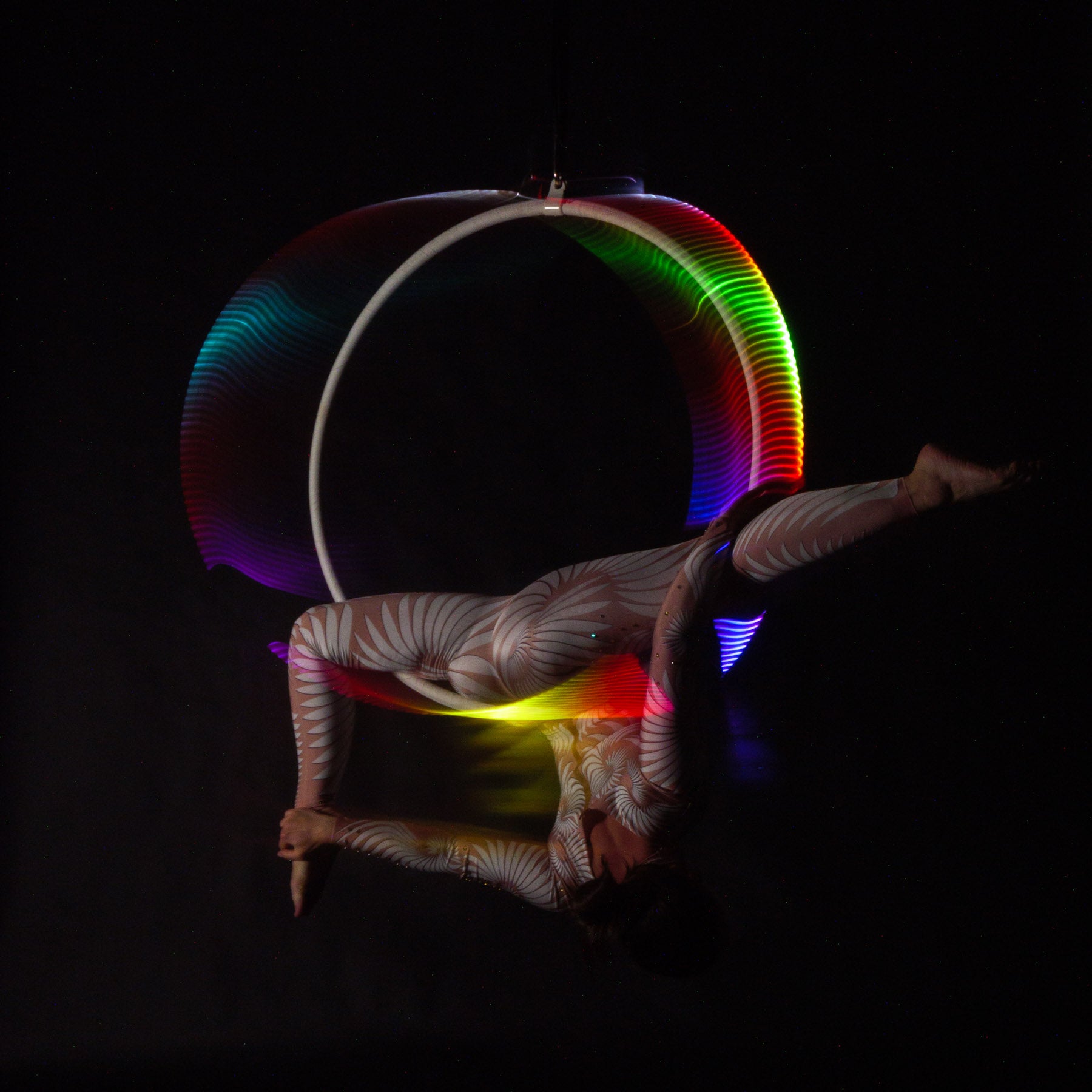Action shot on glowing hoop