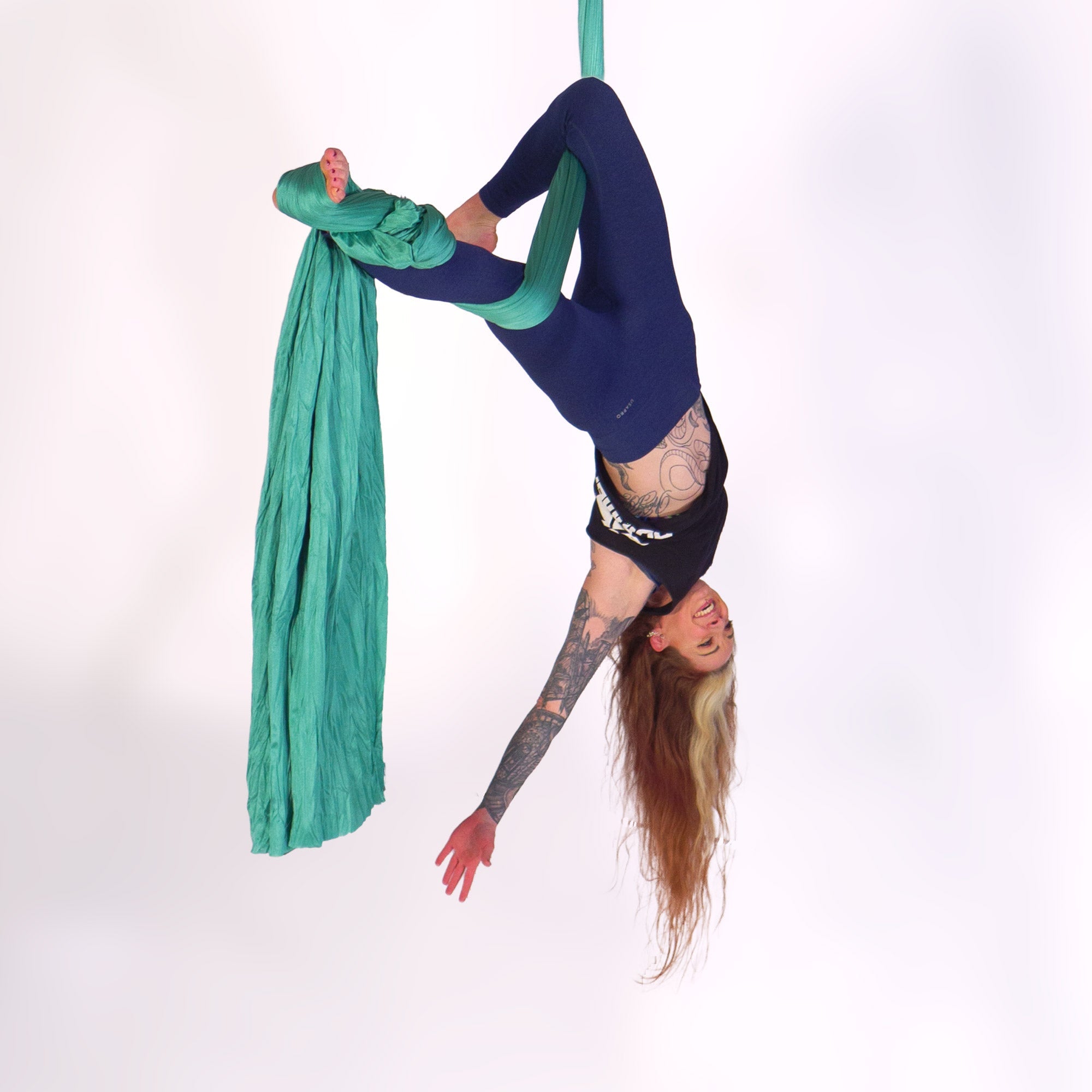 Jade aerial silk action shot