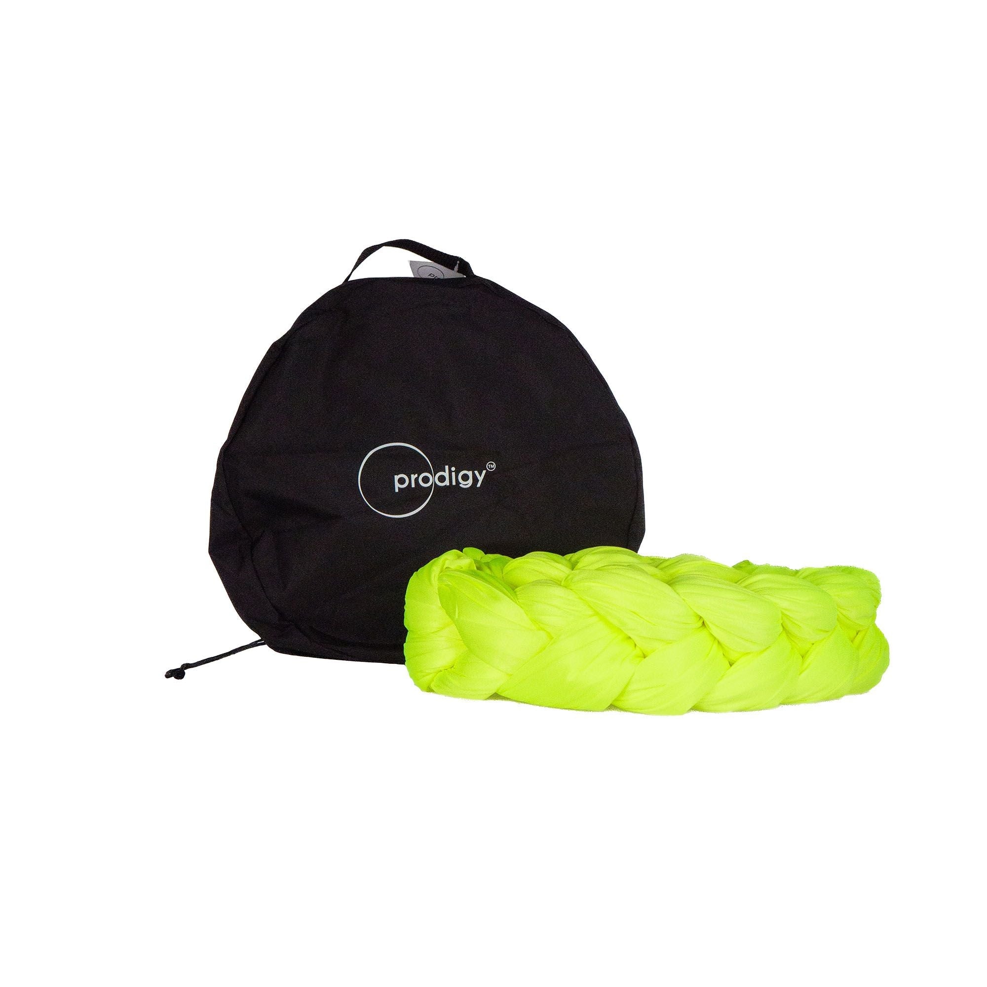 Neon Yellow Prodigy hammock tied next to bag