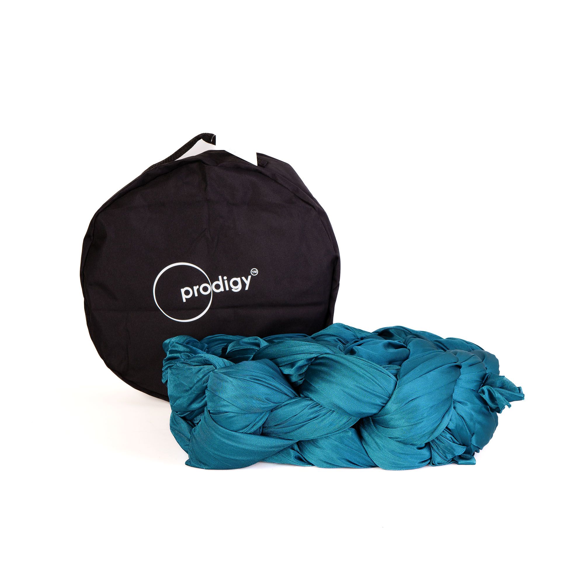Green Prodigy hammock tied next to bag
