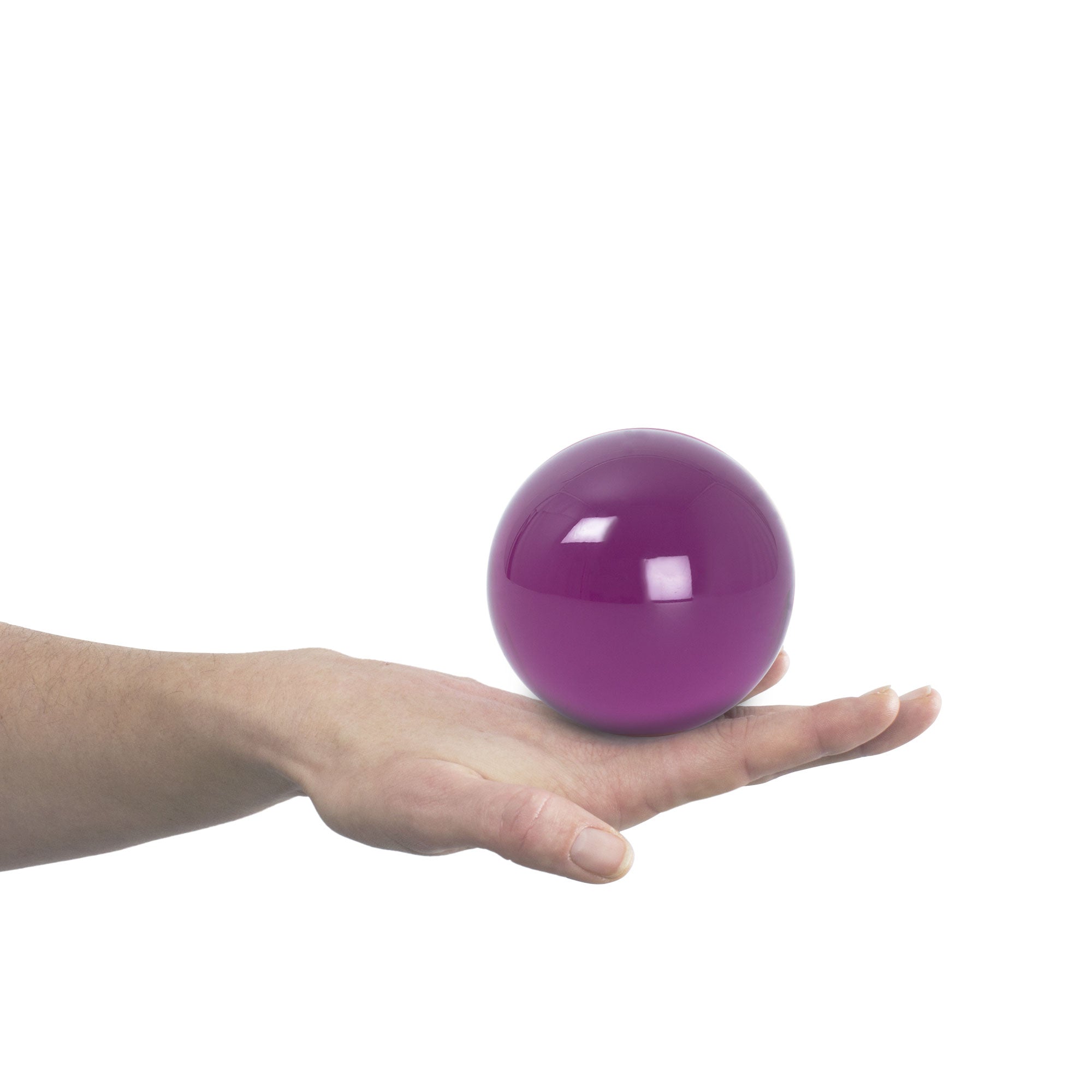 90mm purple contact ball balanced on hand