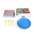 Disc Darts game set with blue disc, pins, and packaging on a white background