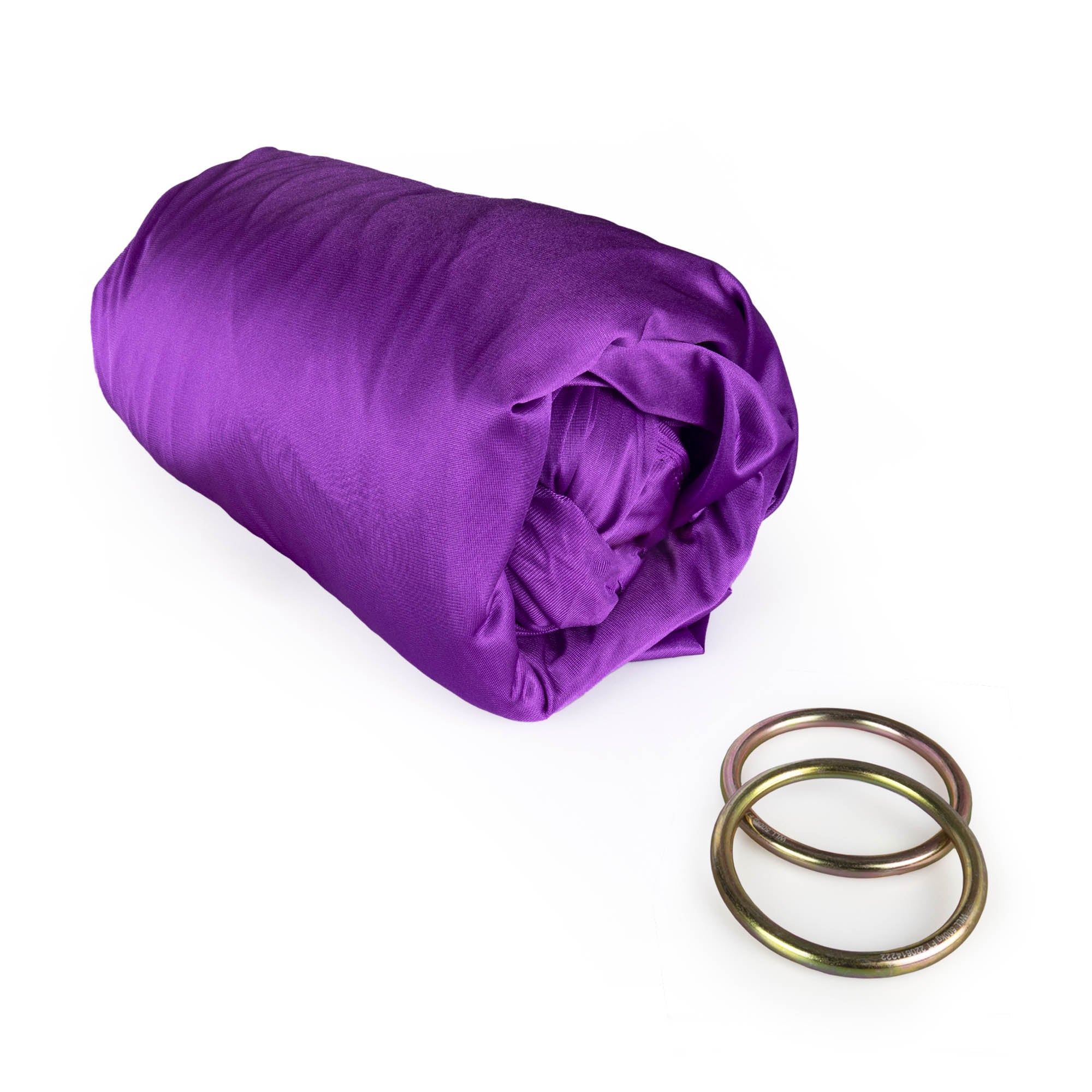 Purple yoga hammock with O rings detached