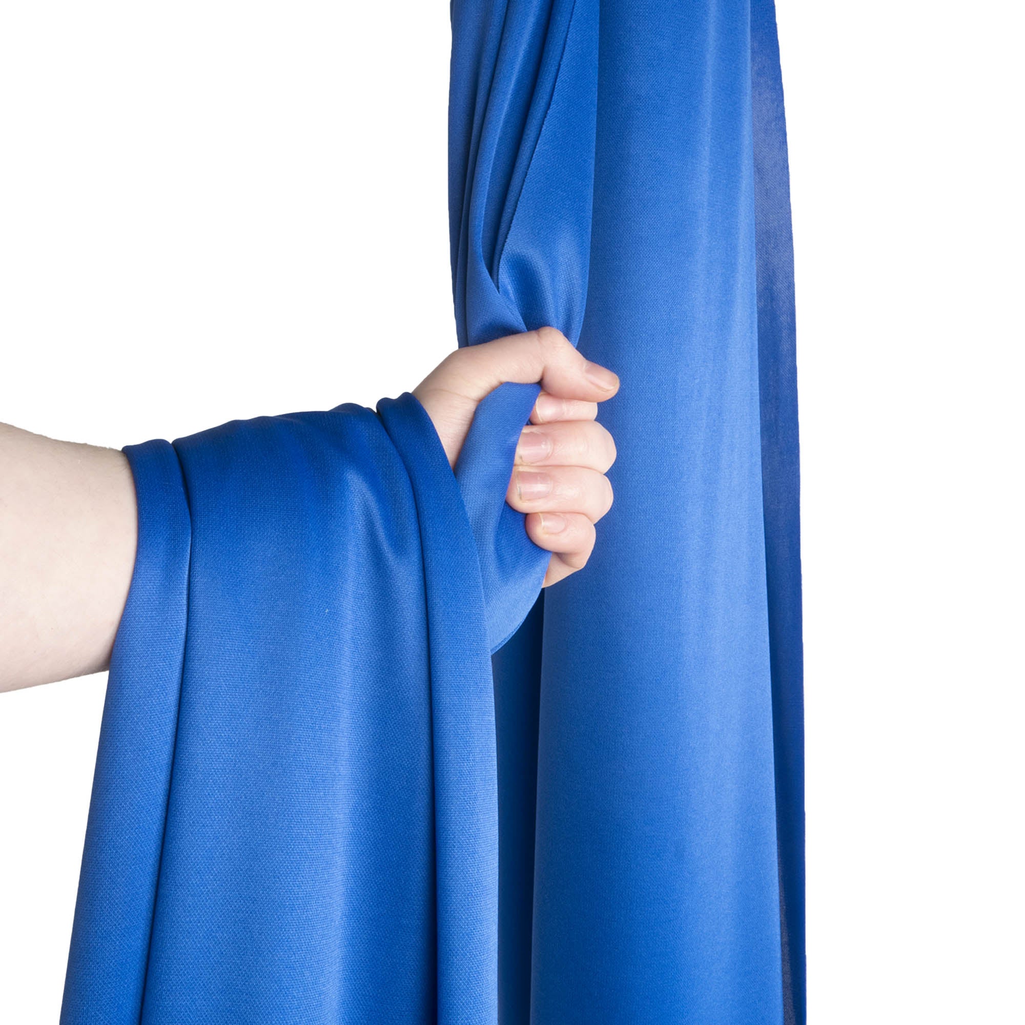 Blue silk wrapped around hand