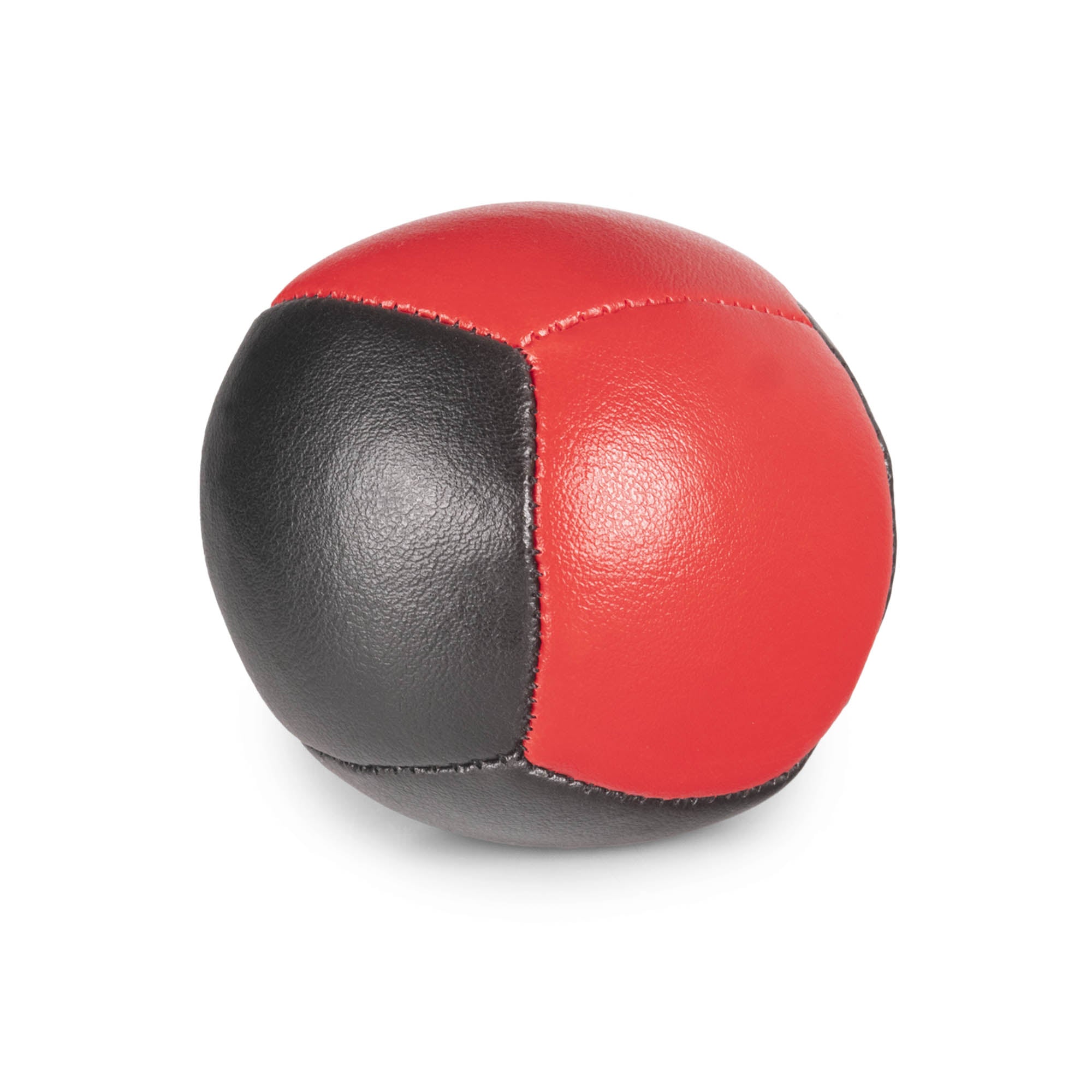 Firetoys red/black 110g thud juggling ball, straight on in a white background
