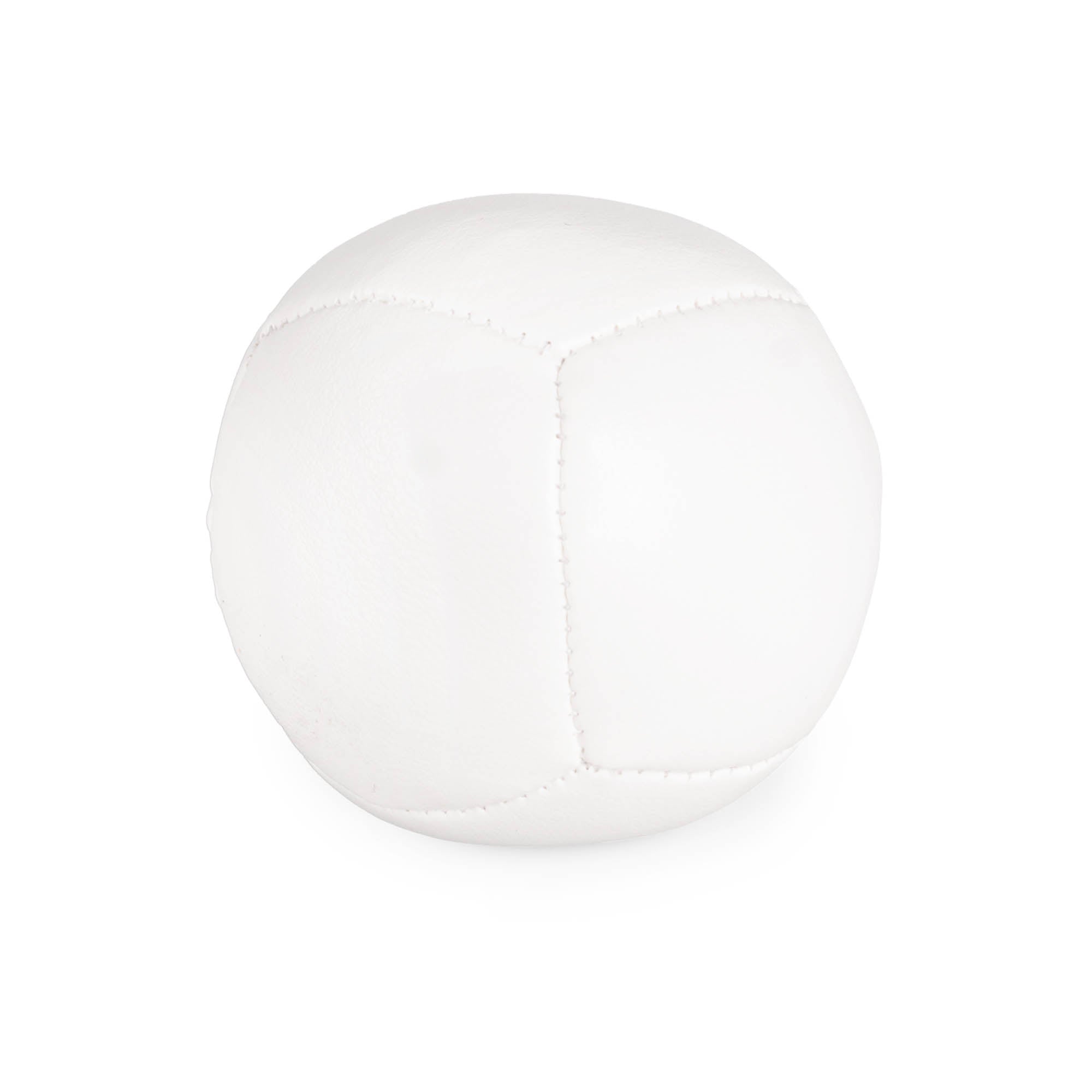 Firetoys white 110g thud juggling ball, straight on in a white background