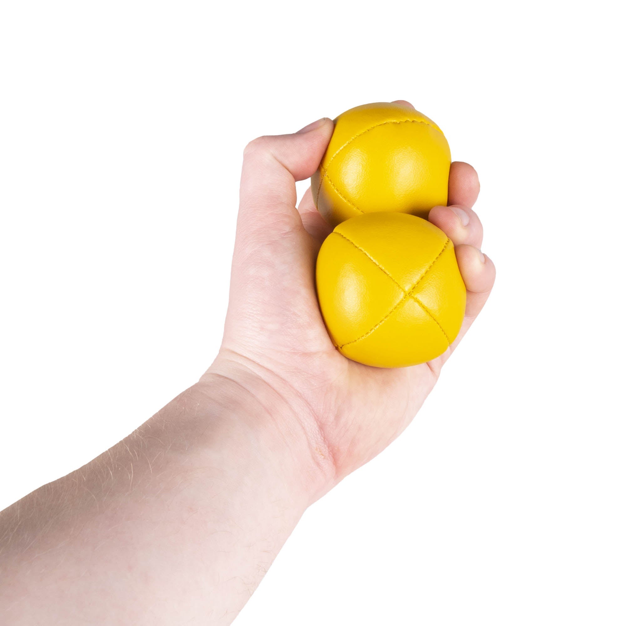 2 yellow balls in hand