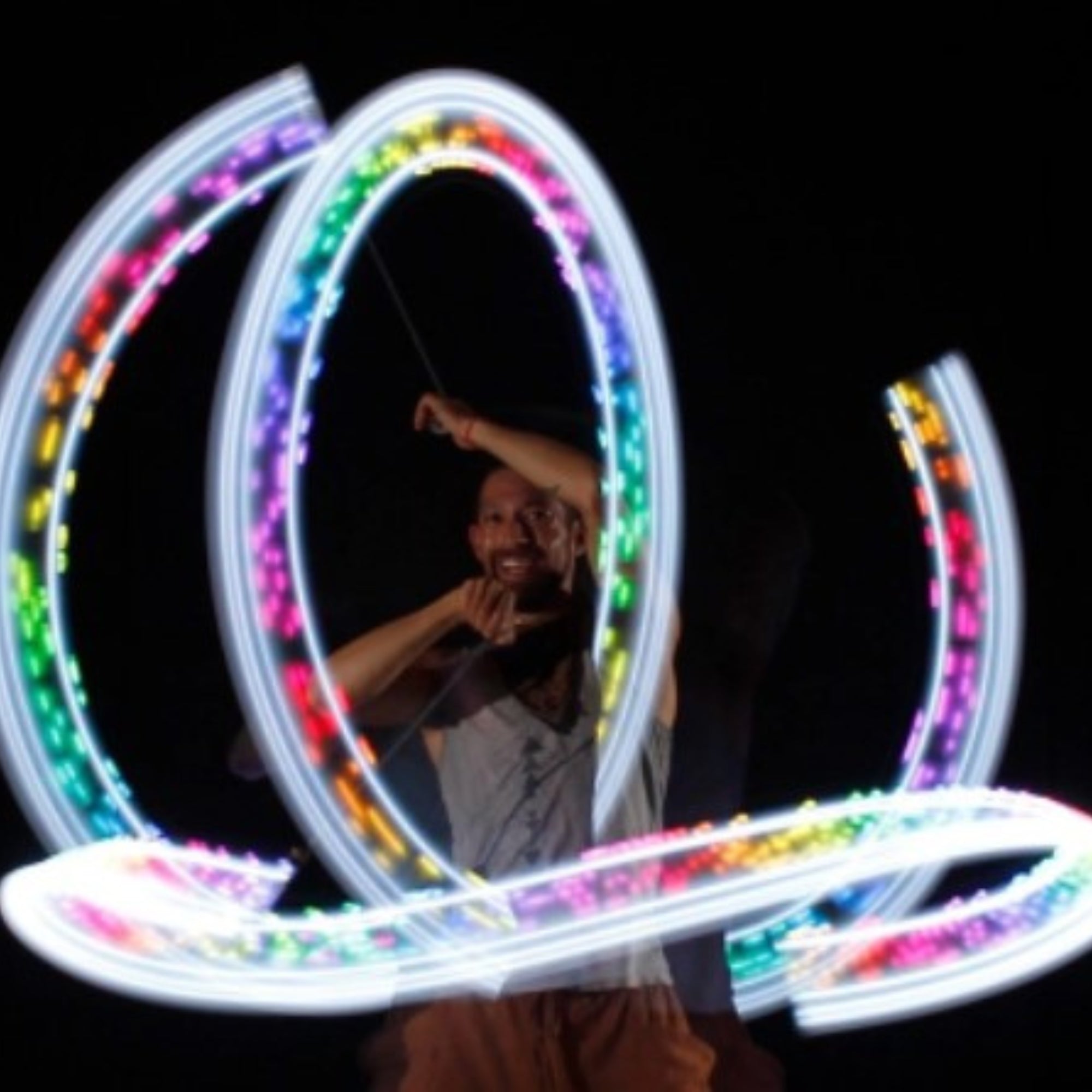 vision poi with colourful light trail