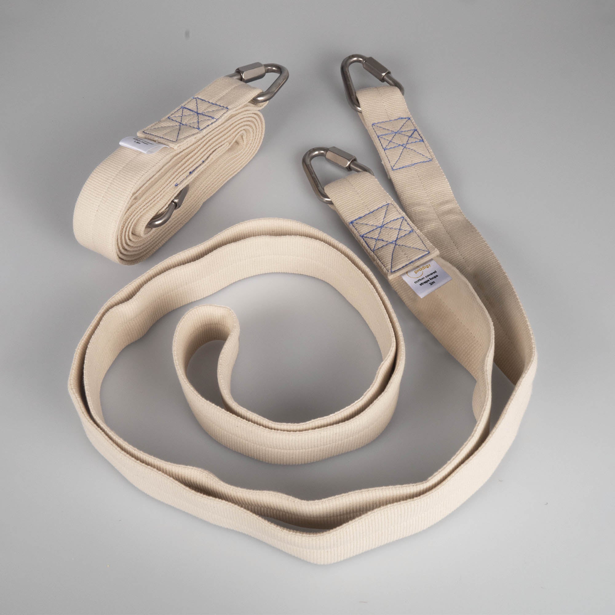 Pair of Prodigy cotton covered aerial loops, one undone other coiled up
