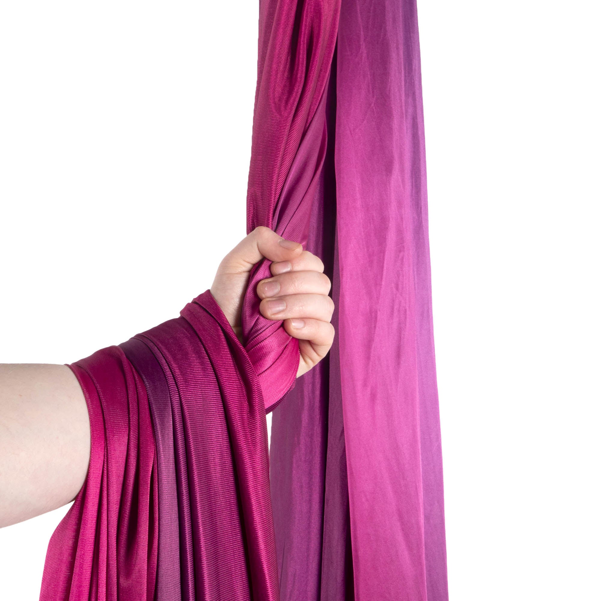 Purple ombre silk wrapped around hand