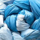 Blue ombre coiled close up