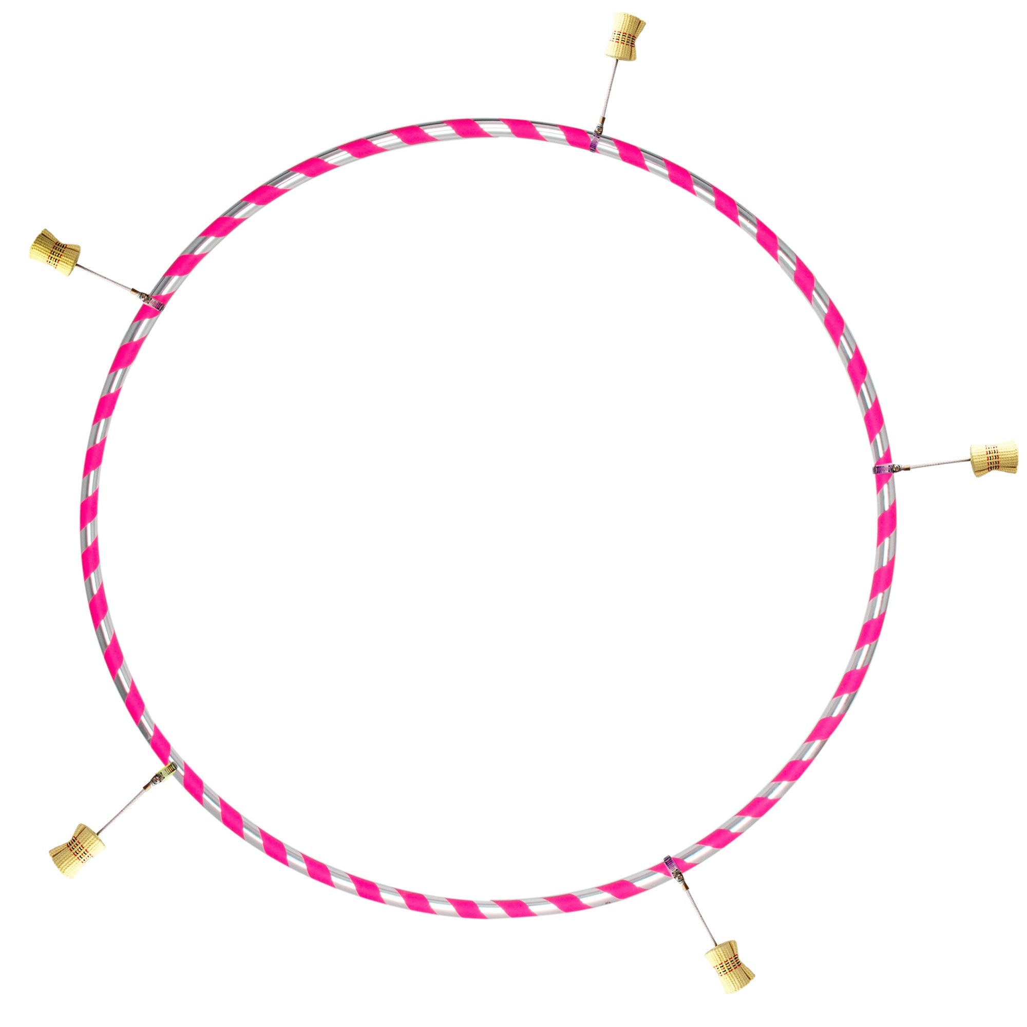 5 hot tips attached to pink hula hoop