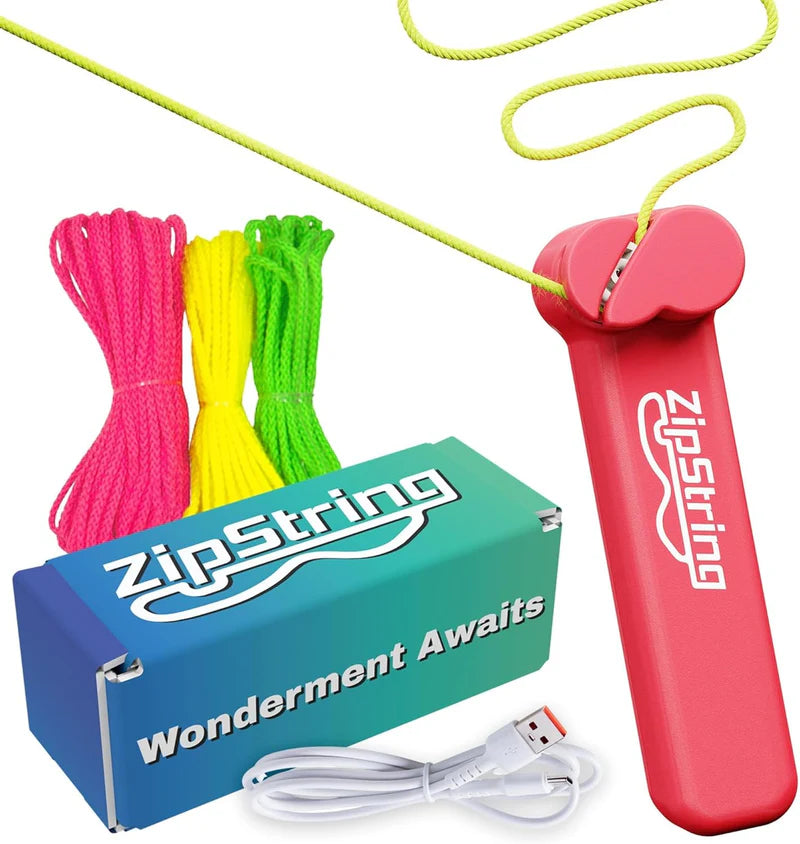 ZipString product with colorful strings and packaging on a white background